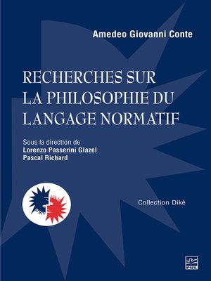 cover image of Recherches sur la philosophie du langage normatif. Anthologie de textes de Amedeo Giovanni Conte